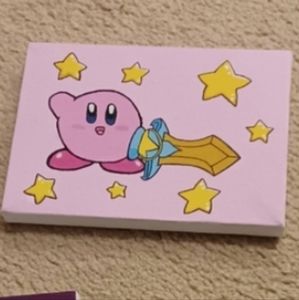 4/$80 "Kirby With Sword" Animated Canvas Painting - 4.75 in. x 6.75 in. Canvas